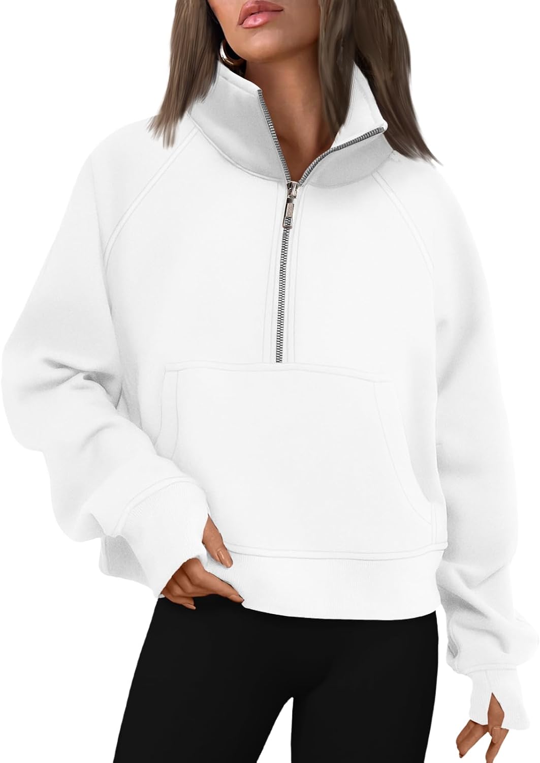 AUTOMET Womens Sweatshirts Half Zip Fleece Pullover Fall Outfits | Fall Fashion Clothes 2026,Cropped Sweatshirts,Cute Y2k Tops,Quarter Zipper Sweater,Winter Loungwear Outfits - 图片 30
