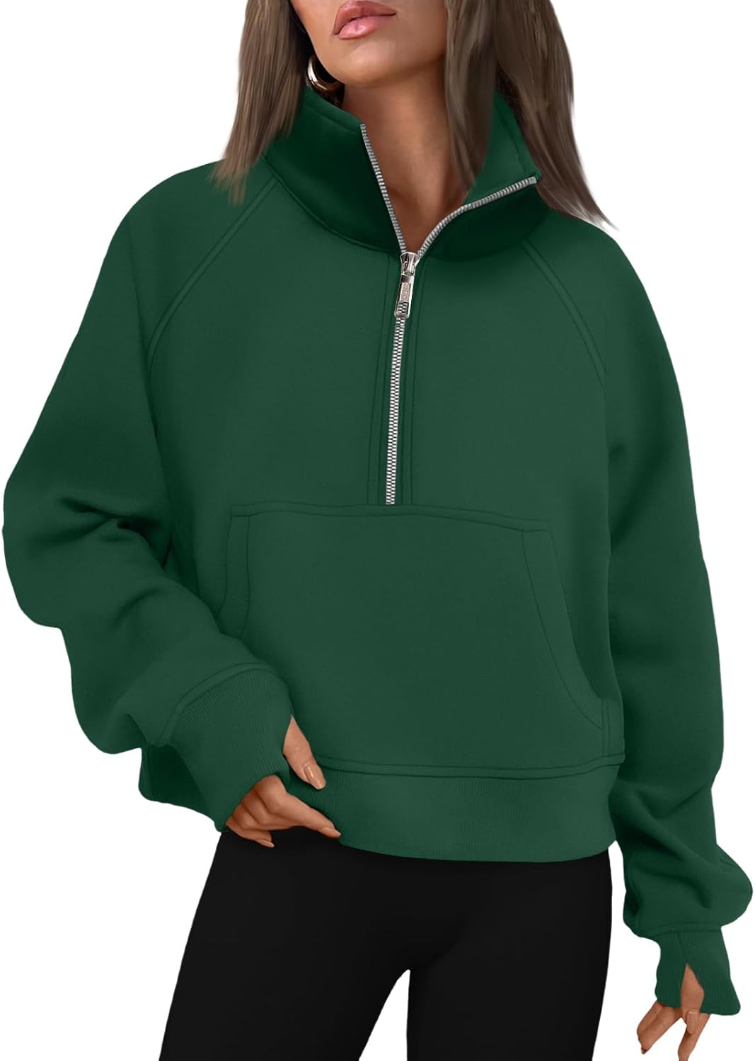 AUTOMET Womens Sweatshirts Half Zip Fleece Pullover Fall Outfits | Fall Fashion Clothes 2026,Cropped Sweatshirts,Cute Y2k Tops,Quarter Zipper Sweater,Winter Loungwear Outfits - 图片 25