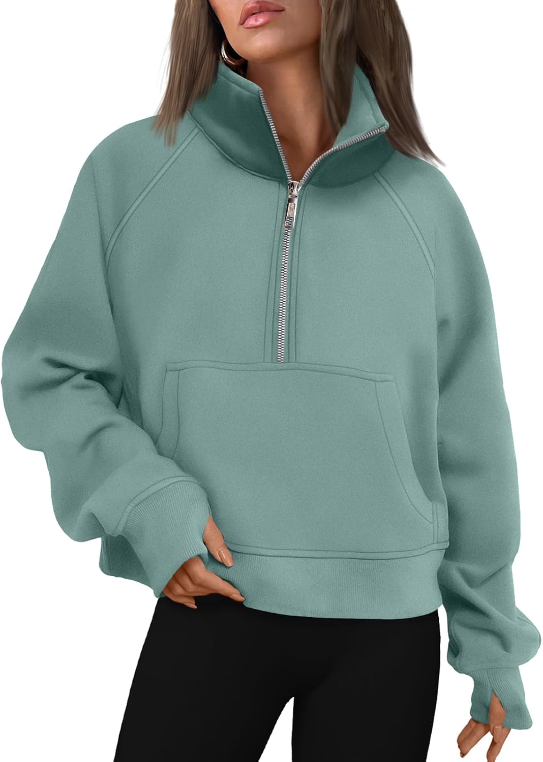 AUTOMET Womens Sweatshirts Half Zip Fleece Pullover Fall Outfits | Fall Fashion Clothes 2026,Cropped Sweatshirts,Cute Y2k Tops,Quarter Zipper Sweater,Winter Loungwear Outfits - 图片 8