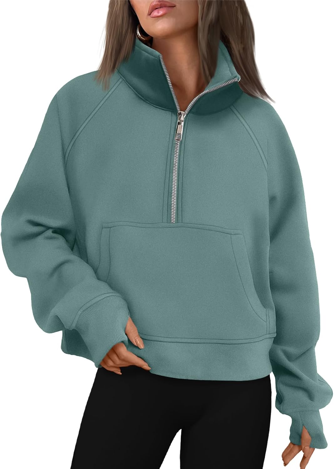 AUTOMET Womens Sweatshirts Half Zip Fleece Pullover Fall Outfits | Fall Fashion Clothes 2026,Cropped Sweatshirts,Cute Y2k Tops,Quarter Zipper Sweater,Winter Loungwear Outfits - 图片 35