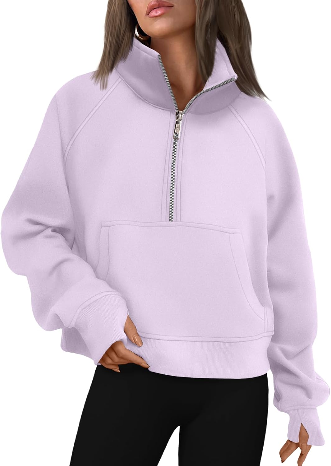 AUTOMET Womens Sweatshirts Half Zip Fleece Pullover Fall Outfits | Fall Fashion Clothes 2026,Cropped Sweatshirts,Cute Y2k Tops,Quarter Zipper Sweater,Winter Loungwear Outfits - 图片 22
