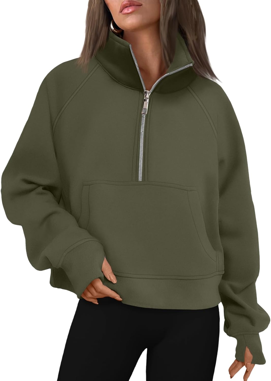 AUTOMET Womens Sweatshirts Half Zip Fleece Pullover Fall Outfits | Fall Fashion Clothes 2026,Cropped Sweatshirts,Cute Y2k Tops,Quarter Zipper Sweater,Winter Loungwear Outfits - 图片 24