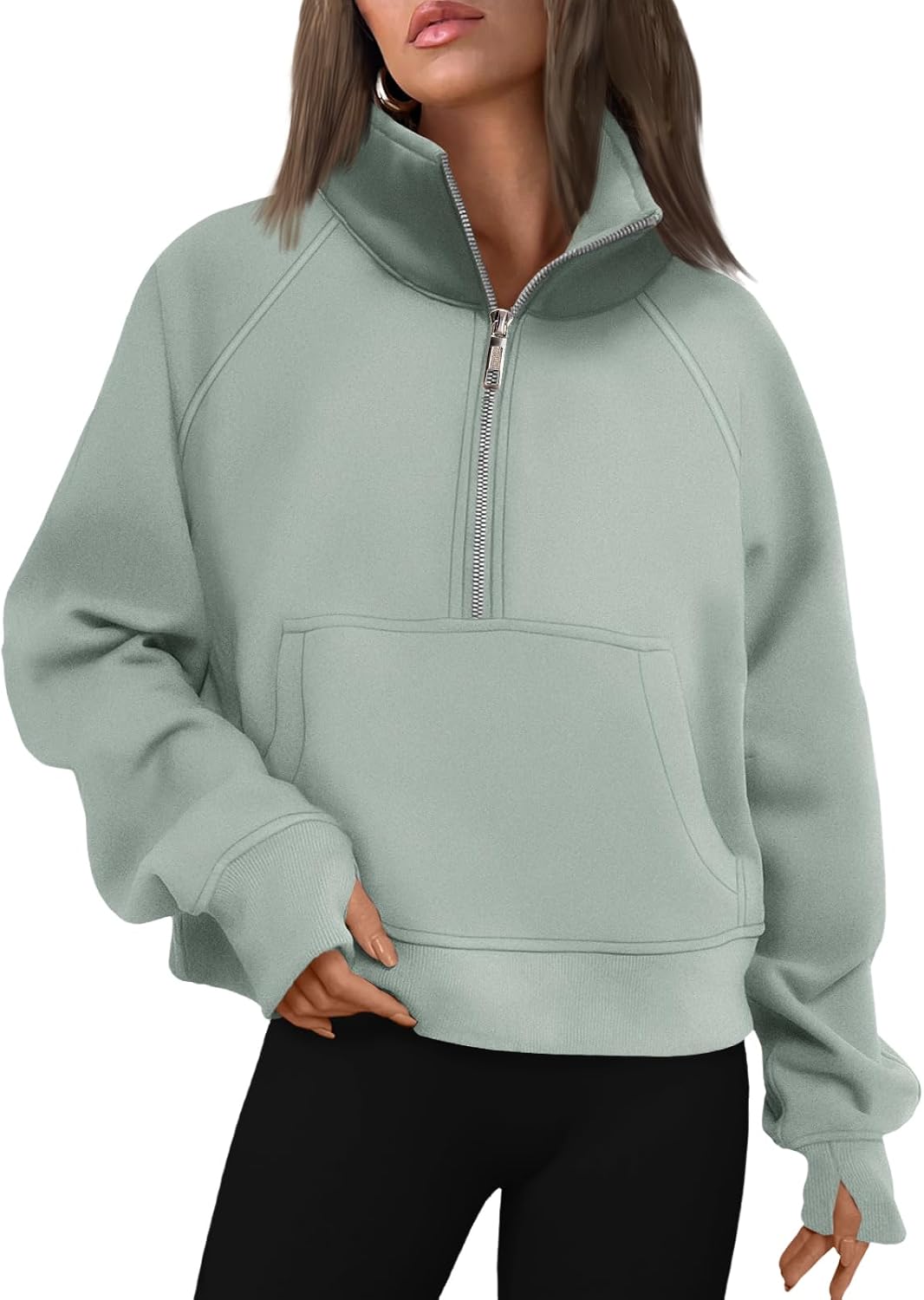 AUTOMET Womens Sweatshirts Half Zip Fleece Pullover Fall Outfits | Fall Fashion Clothes 2026,Cropped Sweatshirts,Cute Y2k Tops,Quarter Zipper Sweater,Winter Loungwear Outfits - 图片 13