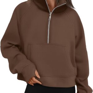 AUTOMET Womens Sweatshirts Half Zip Fleece Pullover Fall Outfits | Fall Fashion Clothes 2026,Cropped Sweatshirts,Cute Y2k Tops,Quarter Zipper Sweater,Winter Loungwear Outfits