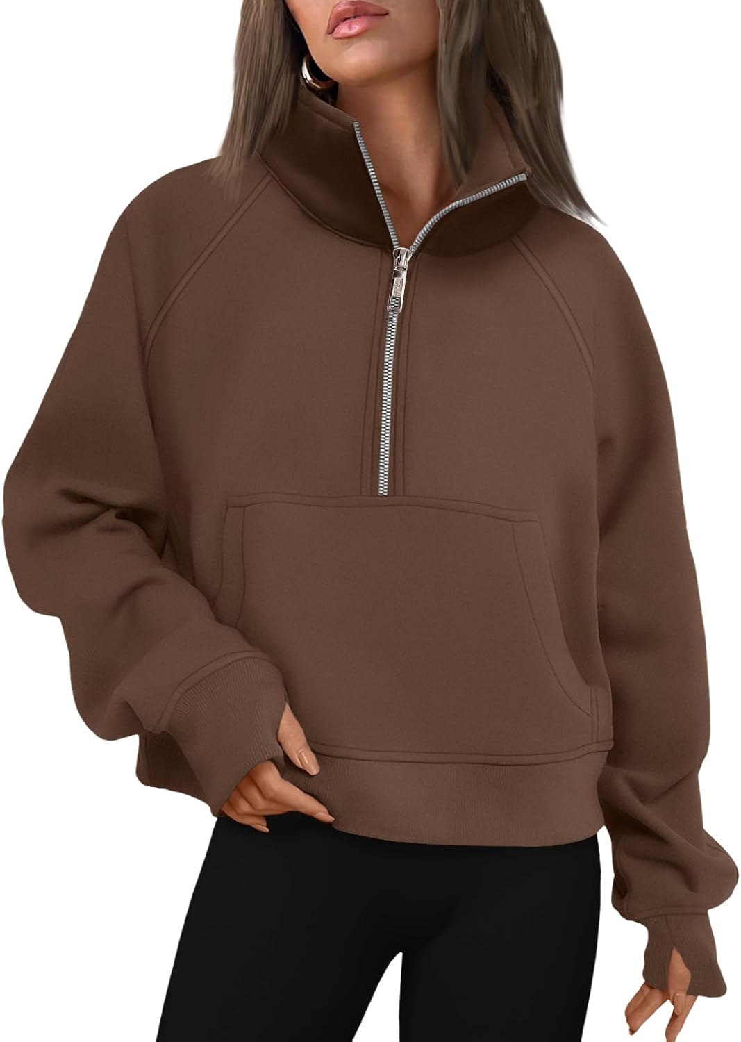 AUTOMET Womens Sweatshirts Half Zip Fleece Pullover Fall Outfits | Fall Fashion Clothes 2026,Cropped Sweatshirts,Cute Y2k Tops,Quarter Zipper Sweater,Winter Loungwear Outfits