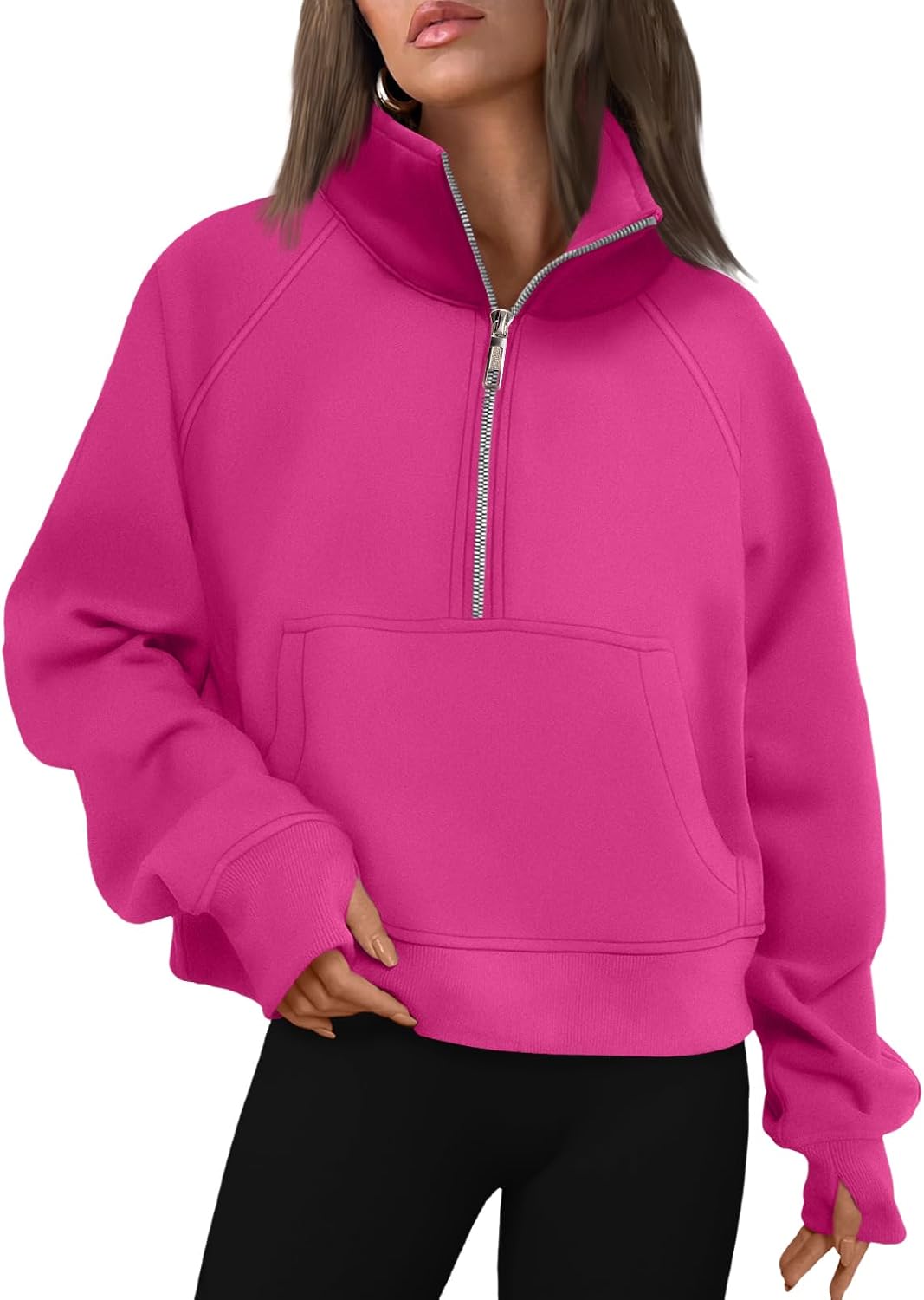 AUTOMET Womens Sweatshirts Half Zip Fleece Pullover Fall Outfits | Fall Fashion Clothes 2026,Cropped Sweatshirts,Cute Y2k Tops,Quarter Zipper Sweater,Winter Loungwear Outfits - 图片 19
