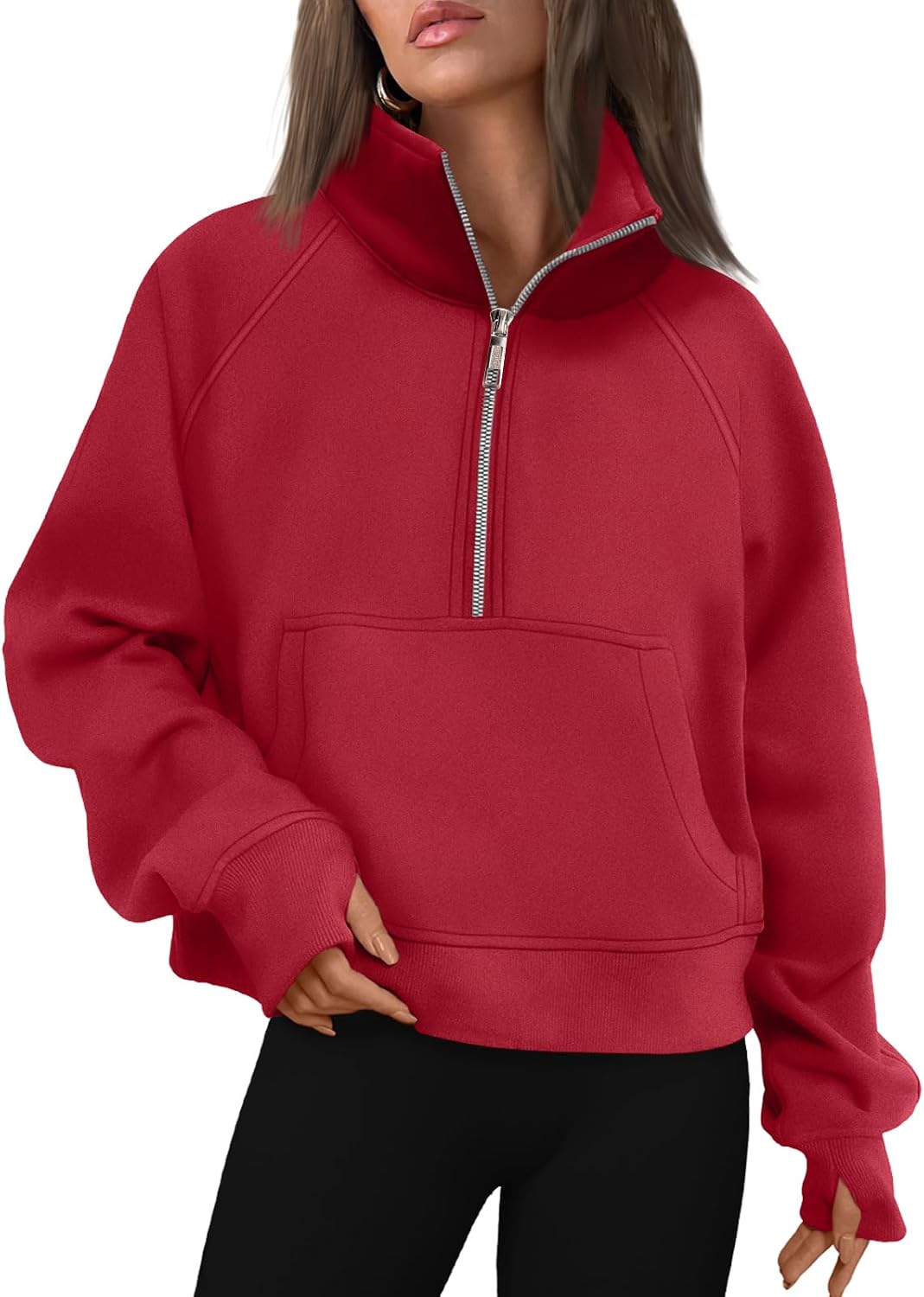 AUTOMET Womens Sweatshirts Half Zip Fleece Pullover Fall Outfits | Fall Fashion Clothes 2026,Cropped Sweatshirts,Cute Y2k Tops,Quarter Zipper Sweater,Winter Loungwear Outfits - 图片 11