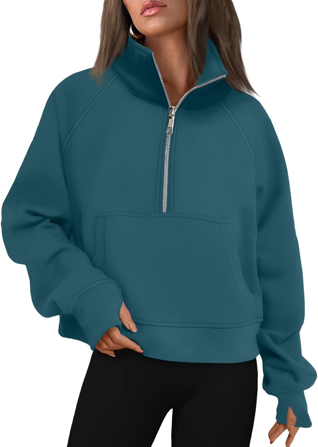 AUTOMET Womens Sweatshirts Half Zip Fleece Pullover Fall Outfits | Fall Fashion Clothes 2026,Cropped Sweatshirts,Cute Y2k Tops,Quarter Zipper Sweater,Winter Loungwear Outfits - 图片 16
