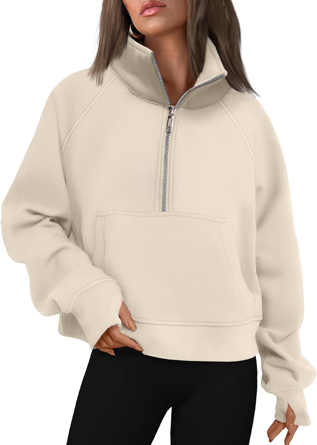 AUTOMET Womens Sweatshirts Half Zip Fleece Pullover Fall Outfits | Fall Fashion Clothes 2026,Cropped Sweatshirts,Cute Y2k Tops,Quarter Zipper Sweater,Winter Loungwear Outfits - 图片 12