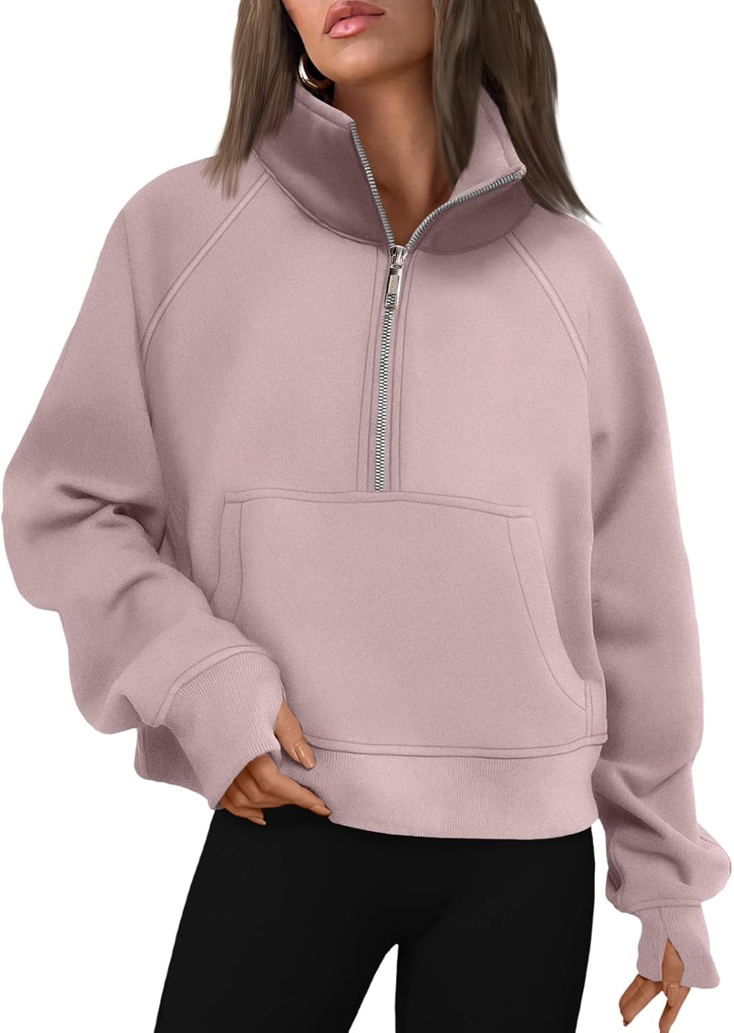 AUTOMET Womens Sweatshirts Half Zip Fleece Pullover Fall Outfits | Fall Fashion Clothes 2026,Cropped Sweatshirts,Cute Y2k Tops,Quarter Zipper Sweater,Winter Loungwear Outfits - 图片 18
