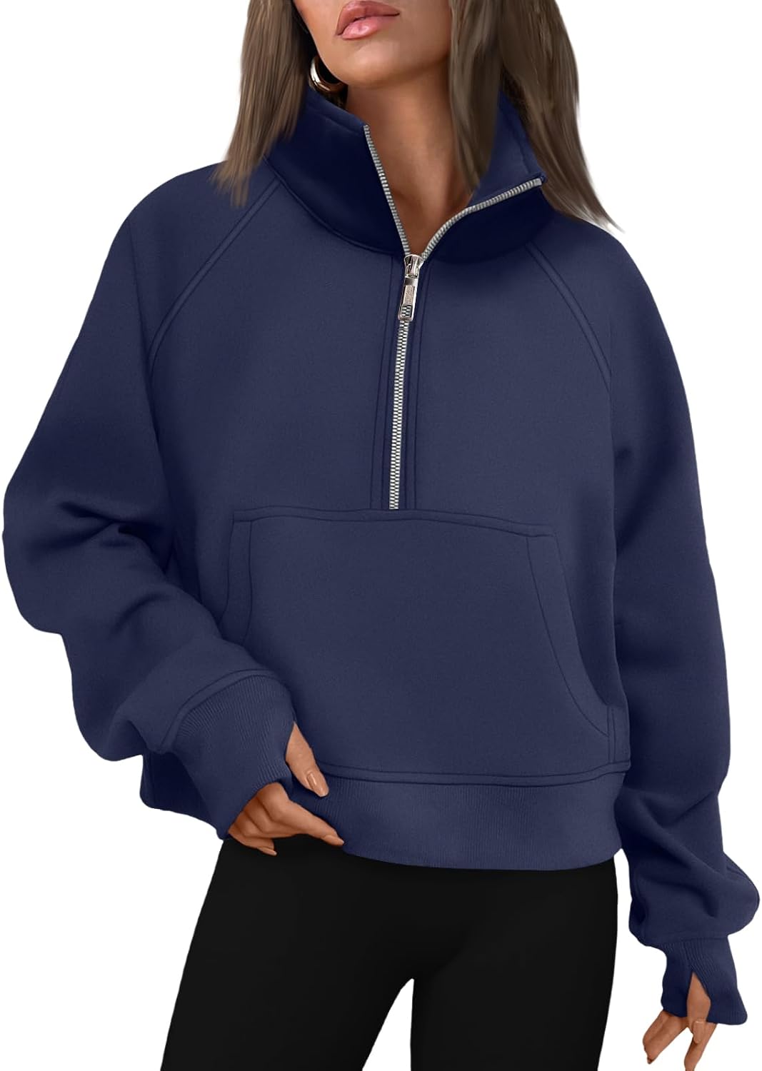 AUTOMET Womens Sweatshirts Half Zip Fleece Pullover Fall Outfits | Fall Fashion Clothes 2026,Cropped Sweatshirts,Cute Y2k Tops,Quarter Zipper Sweater,Winter Loungwear Outfits - 图片 33