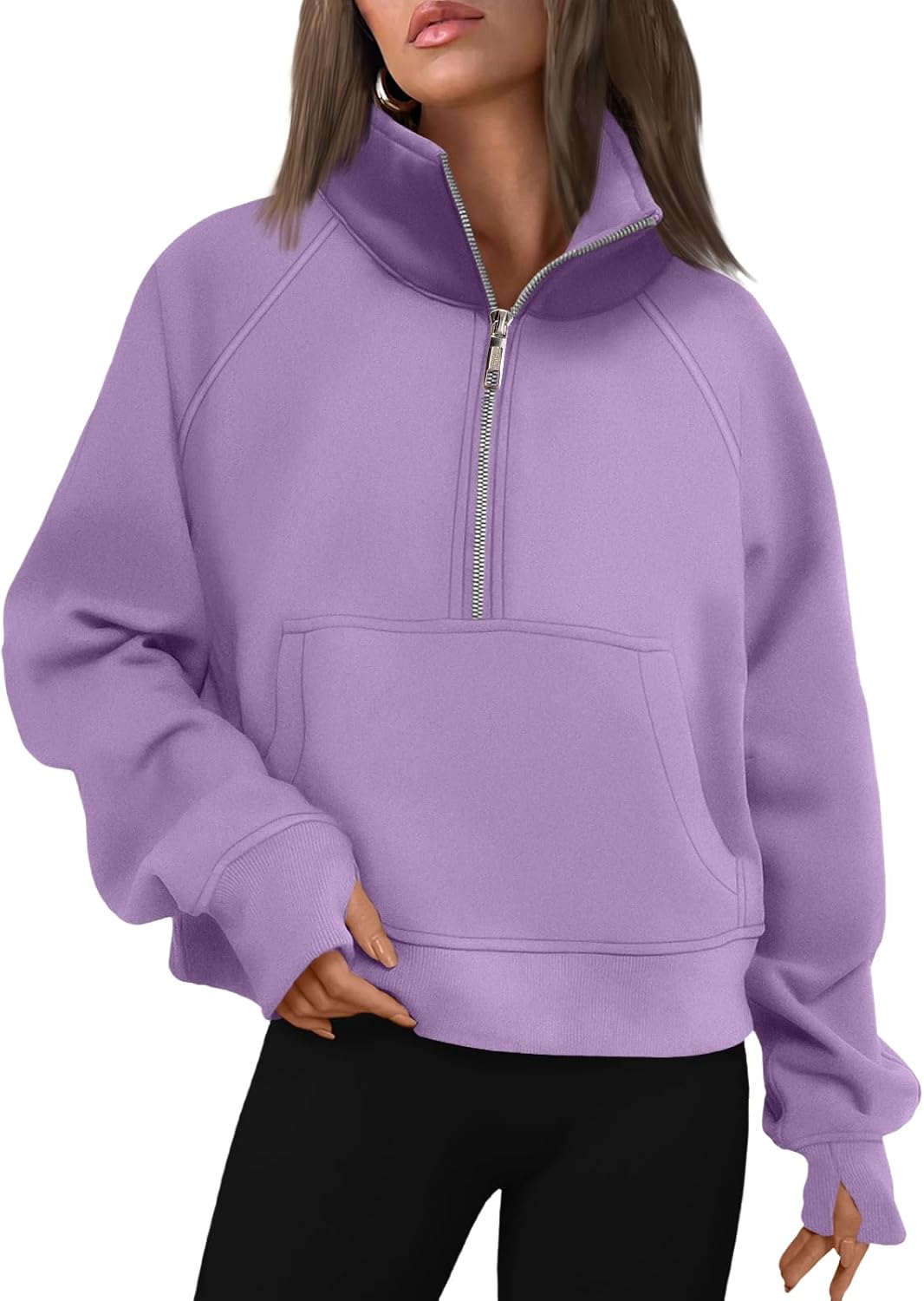 AUTOMET Womens Sweatshirts Half Zip Fleece Pullover Fall Outfits | Fall Fashion Clothes 2026,Cropped Sweatshirts,Cute Y2k Tops,Quarter Zipper Sweater,Winter Loungwear Outfits - 图片 31