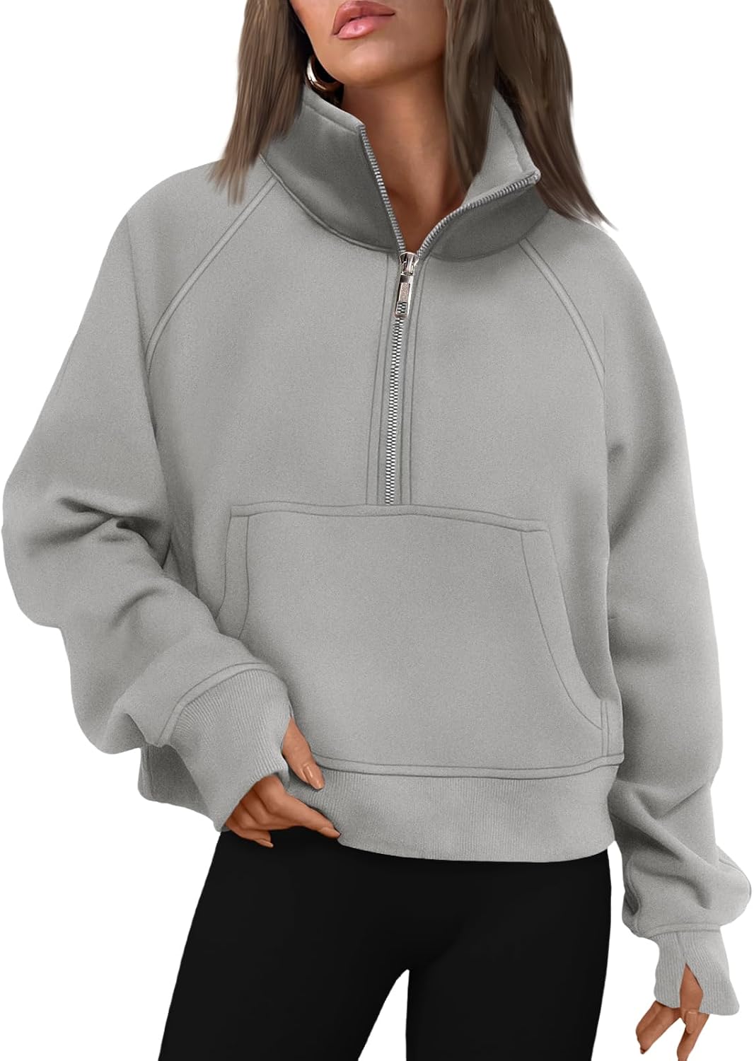 AUTOMET Womens Sweatshirts Half Zip Fleece Pullover Fall Outfits | Fall Fashion Clothes 2026,Cropped Sweatshirts,Cute Y2k Tops,Quarter Zipper Sweater,Winter Loungwear Outfits - 图片 36