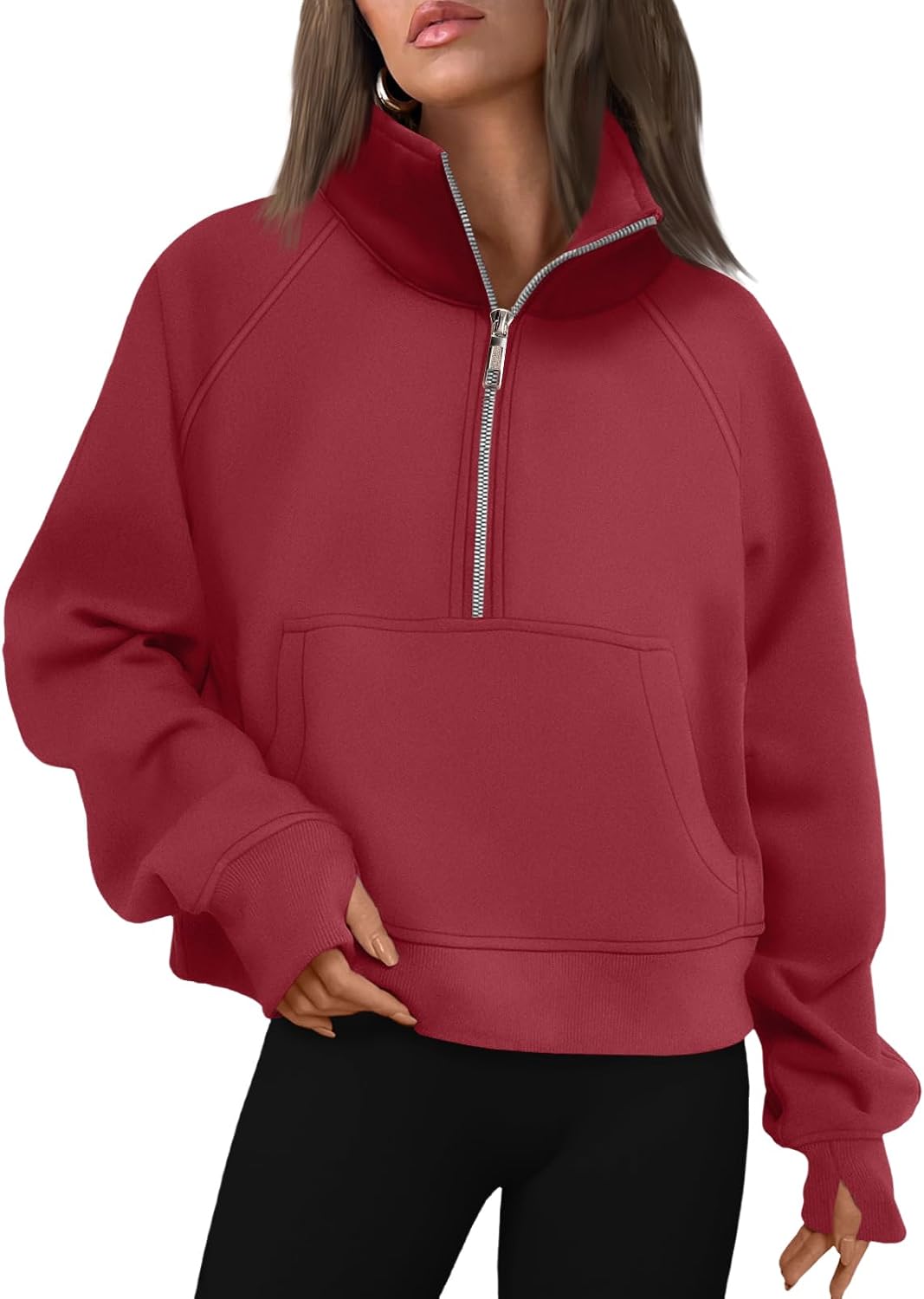 AUTOMET Womens Sweatshirts Half Zip Fleece Pullover Fall Outfits | Fall Fashion Clothes 2026,Cropped Sweatshirts,Cute Y2k Tops,Quarter Zipper Sweater,Winter Loungwear Outfits - 图片 26