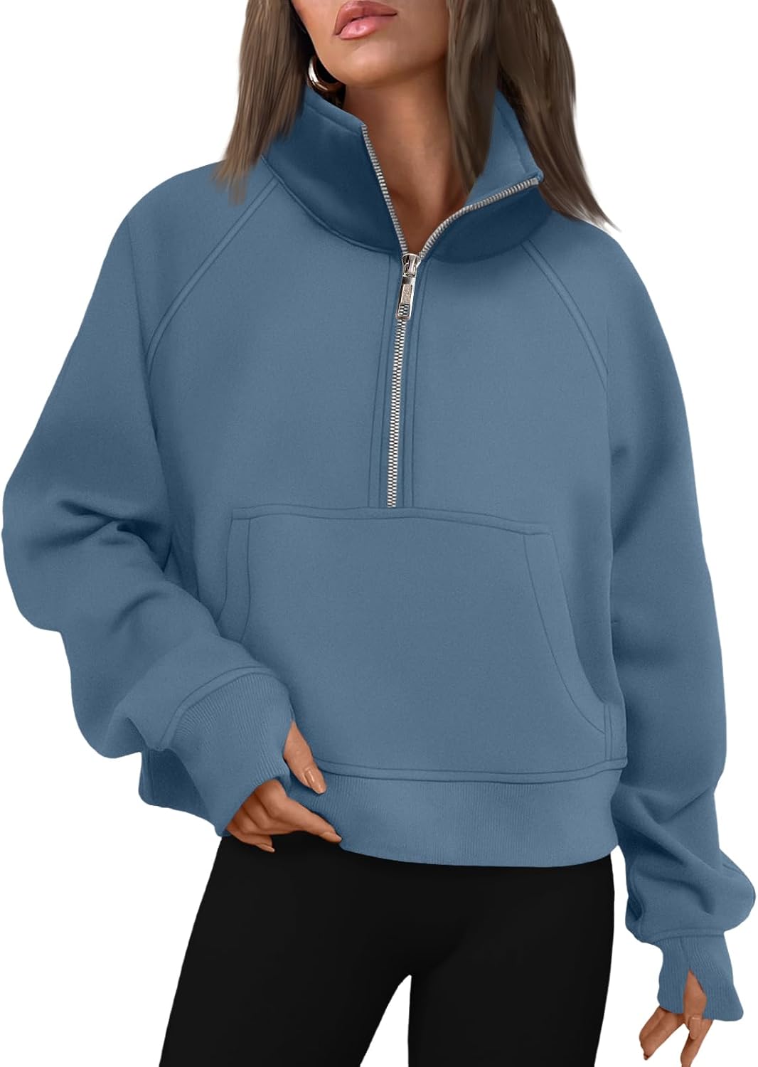 AUTOMET Womens Sweatshirts Half Zip Fleece Pullover Fall Outfits | Fall Fashion Clothes 2026,Cropped Sweatshirts,Cute Y2k Tops,Quarter Zipper Sweater,Winter Loungwear Outfits - 图片 21