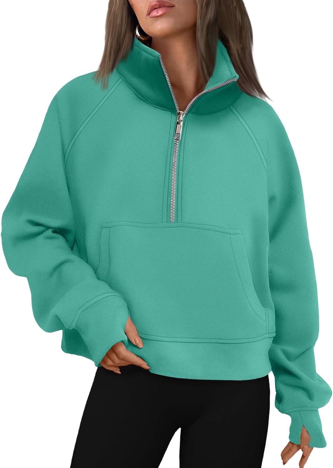 AUTOMET Womens Sweatshirts Half Zip Fleece Pullover Fall Outfits | Fall Fashion Clothes 2026,Cropped Sweatshirts,Cute Y2k Tops,Quarter Zipper Sweater,Winter Loungwear Outfits - 图片 20