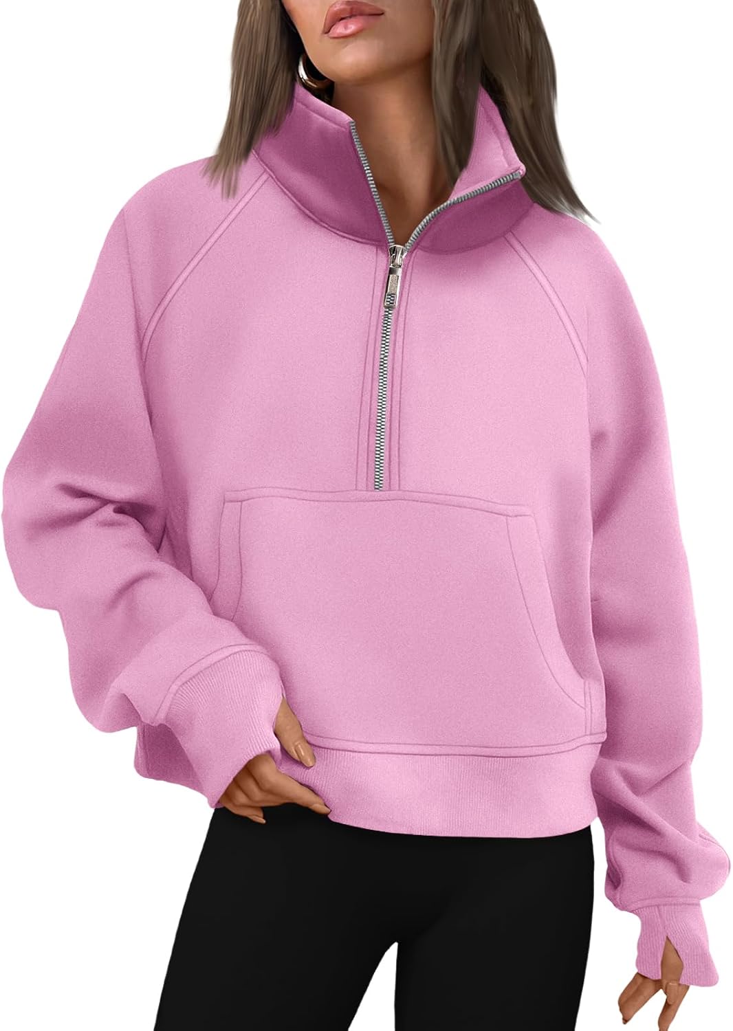 AUTOMET Womens Sweatshirts Half Zip Fleece Pullover Fall Outfits | Fall Fashion Clothes 2026,Cropped Sweatshirts,Cute Y2k Tops,Quarter Zipper Sweater,Winter Loungwear Outfits - 图片 29