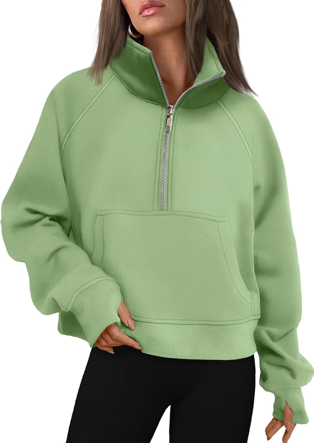 AUTOMET Womens Sweatshirts Half Zip Fleece Pullover Fall Outfits | Fall Fashion Clothes 2026,Cropped Sweatshirts,Cute Y2k Tops,Quarter Zipper Sweater,Winter Loungwear Outfits - 图片 15