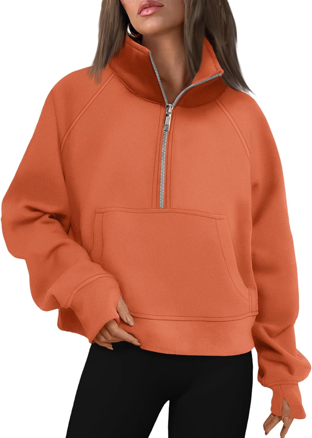 AUTOMET Womens Sweatshirts Half Zip Fleece Pullover Fall Outfits | Fall Fashion Clothes 2026,Cropped Sweatshirts,Cute Y2k Tops,Quarter Zipper Sweater,Winter Loungwear Outfits - 图片 10