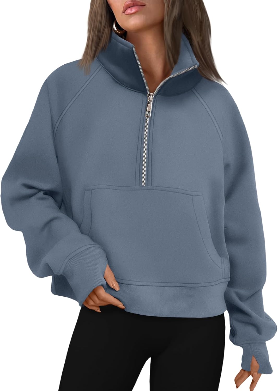 AUTOMET Womens Sweatshirts Half Zip Fleece Pullover Fall Outfits | Fall Fashion Clothes 2026,Cropped Sweatshirts,Cute Y2k Tops,Quarter Zipper Sweater,Winter Loungwear Outfits - 图片 28