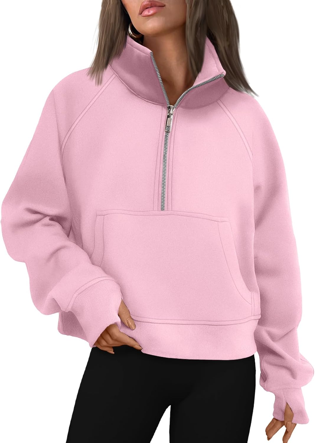 AUTOMET Womens Sweatshirts Half Zip Fleece Pullover Fall Outfits | Fall Fashion Clothes 2026,Cropped Sweatshirts,Cute Y2k Tops,Quarter Zipper Sweater,Winter Loungwear Outfits - 图片 27