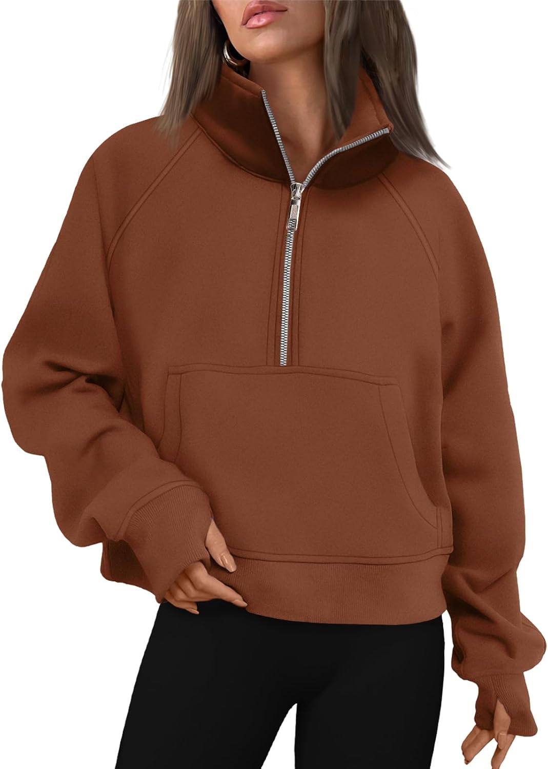 AUTOMET Womens Sweatshirts Half Zip Fleece Pullover Fall Outfits | Fall Fashion Clothes 2026,Cropped Sweatshirts,Cute Y2k Tops,Quarter Zipper Sweater,Winter Loungwear Outfits - 图片 17