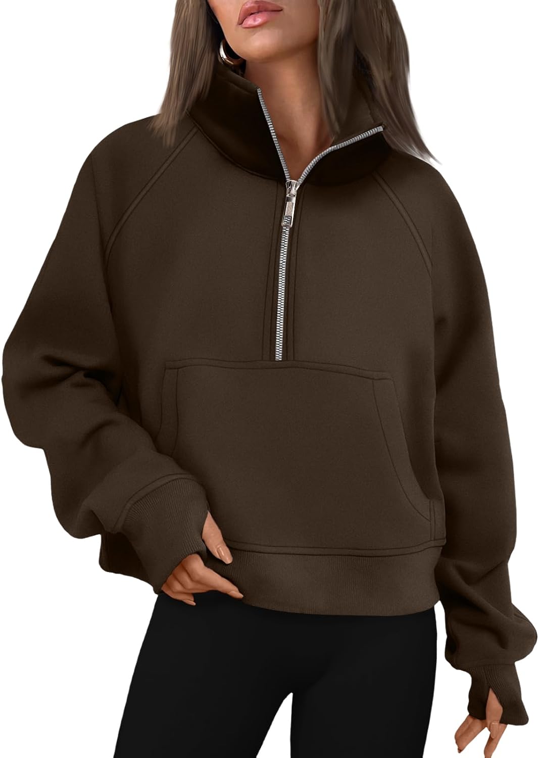 AUTOMET Womens Sweatshirts Half Zip Fleece Pullover Fall Outfits | Fall Fashion Clothes 2026,Cropped Sweatshirts,Cute Y2k Tops,Quarter Zipper Sweater,Winter Loungwear Outfits - 图片 9