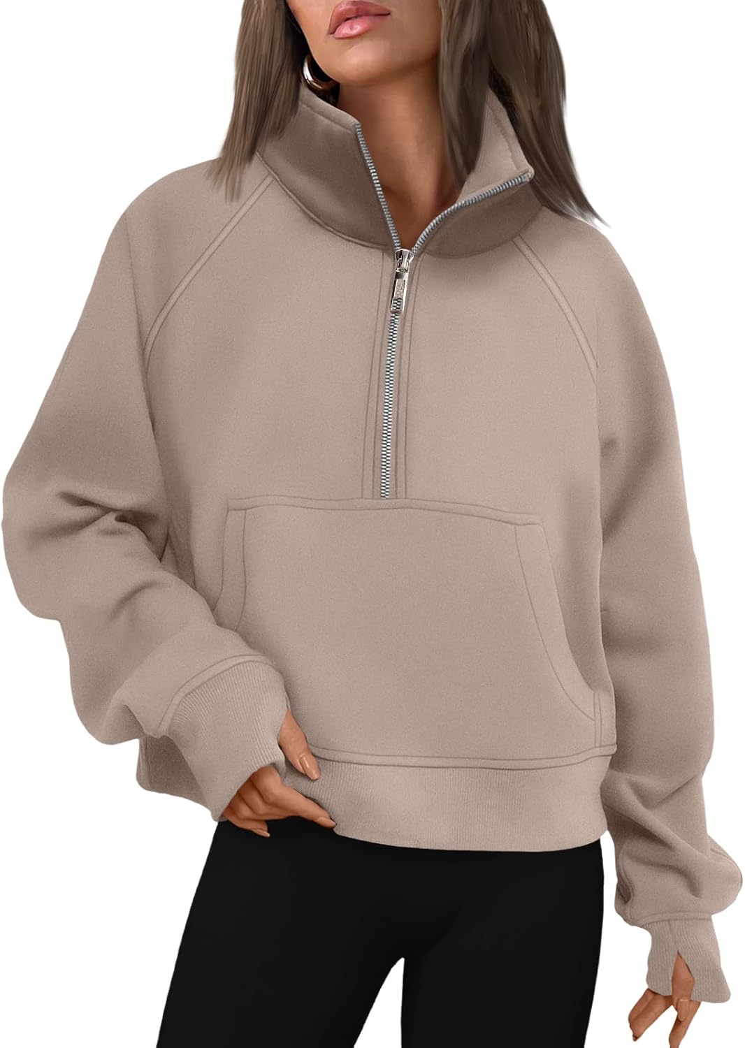 AUTOMET Womens Sweatshirts Half Zip Fleece Pullover Fall Outfits | Fall Fashion Clothes 2026,Cropped Sweatshirts,Cute Y2k Tops,Quarter Zipper Sweater,Winter Loungwear Outfits - 图片 32