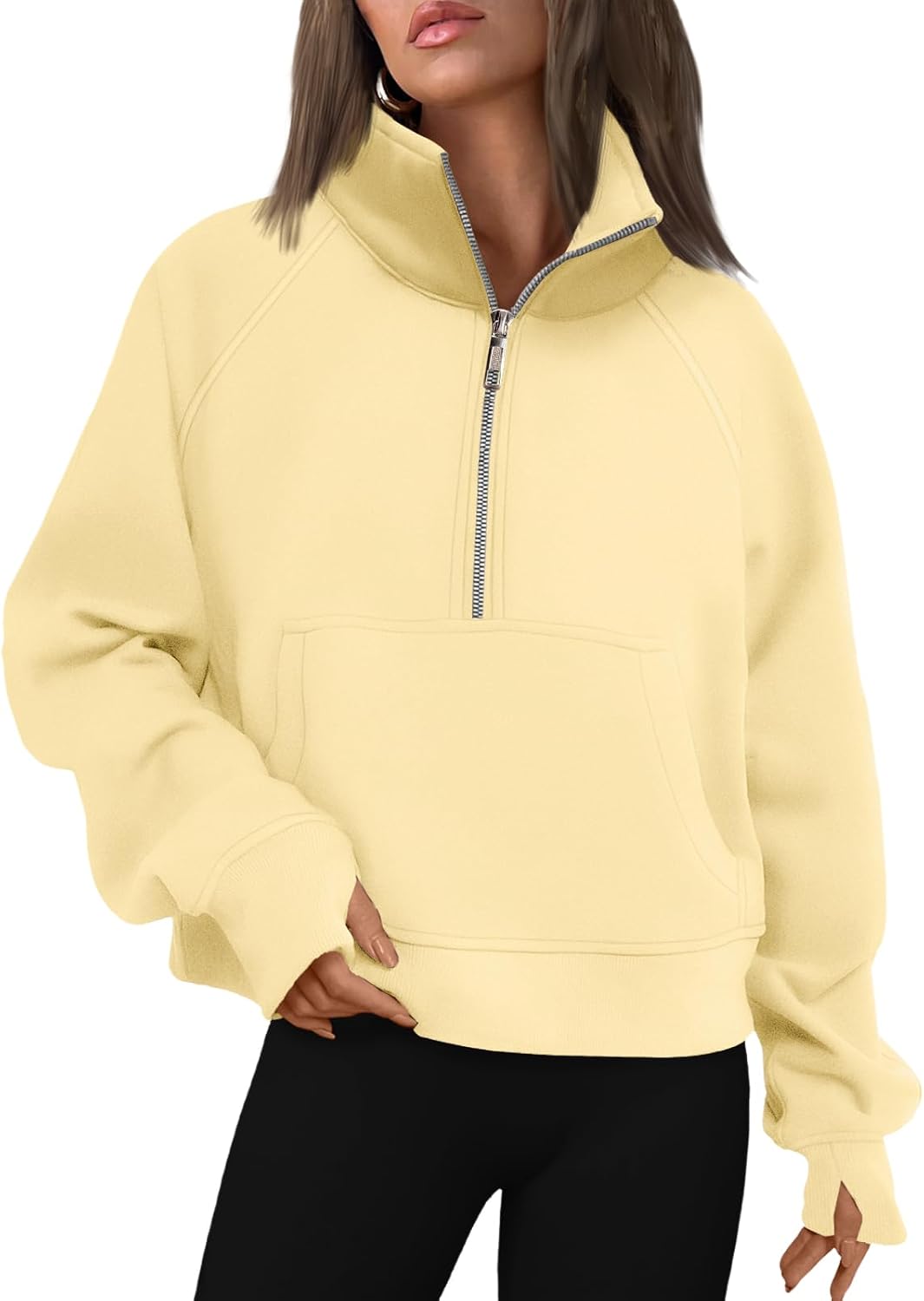 AUTOMET Womens Sweatshirts Half Zip Fleece Pullover Fall Outfits | Fall Fashion Clothes 2026,Cropped Sweatshirts,Cute Y2k Tops,Quarter Zipper Sweater,Winter Loungwear Outfits - 图片 34