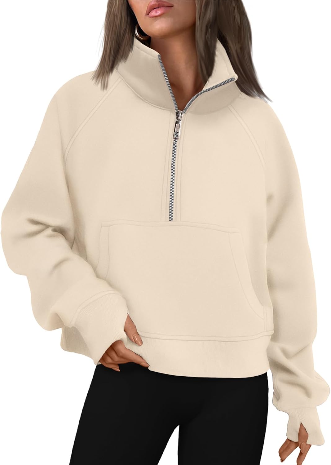 AUTOMET Womens Sweatshirts Half Zip Fleece Pullover Fall Outfits | Fall Fashion Clothes 2026,Cropped Sweatshirts,Cute Y2k Tops,Quarter Zipper Sweater,Winter Loungwear Outfits - 图片 5