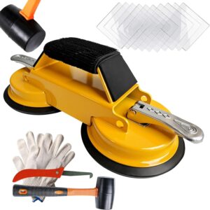 Floor Gap Suction Cup Tool for Laminate, Wood, Hardwood, Vinyl, Lvp Floor | With 10 Sticky Pads, Rubber Mallet, Slot Cleaner, Gloove, Soft Velcro Wrapped Handle for Carry Heavy Object