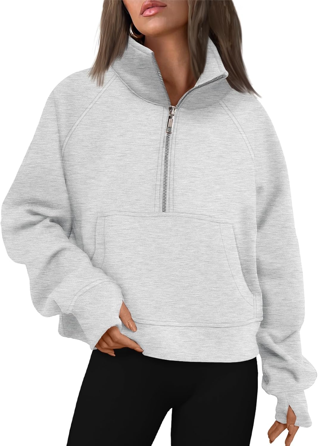 AUTOMET Womens Sweatshirts Half Zip Fleece Pullover Fall Outfits | Fall Fashion Clothes 2026,Cropped Sweatshirts,Cute Y2k Tops,Quarter Zipper Sweater,Winter Loungwear Outfits - 图片 14