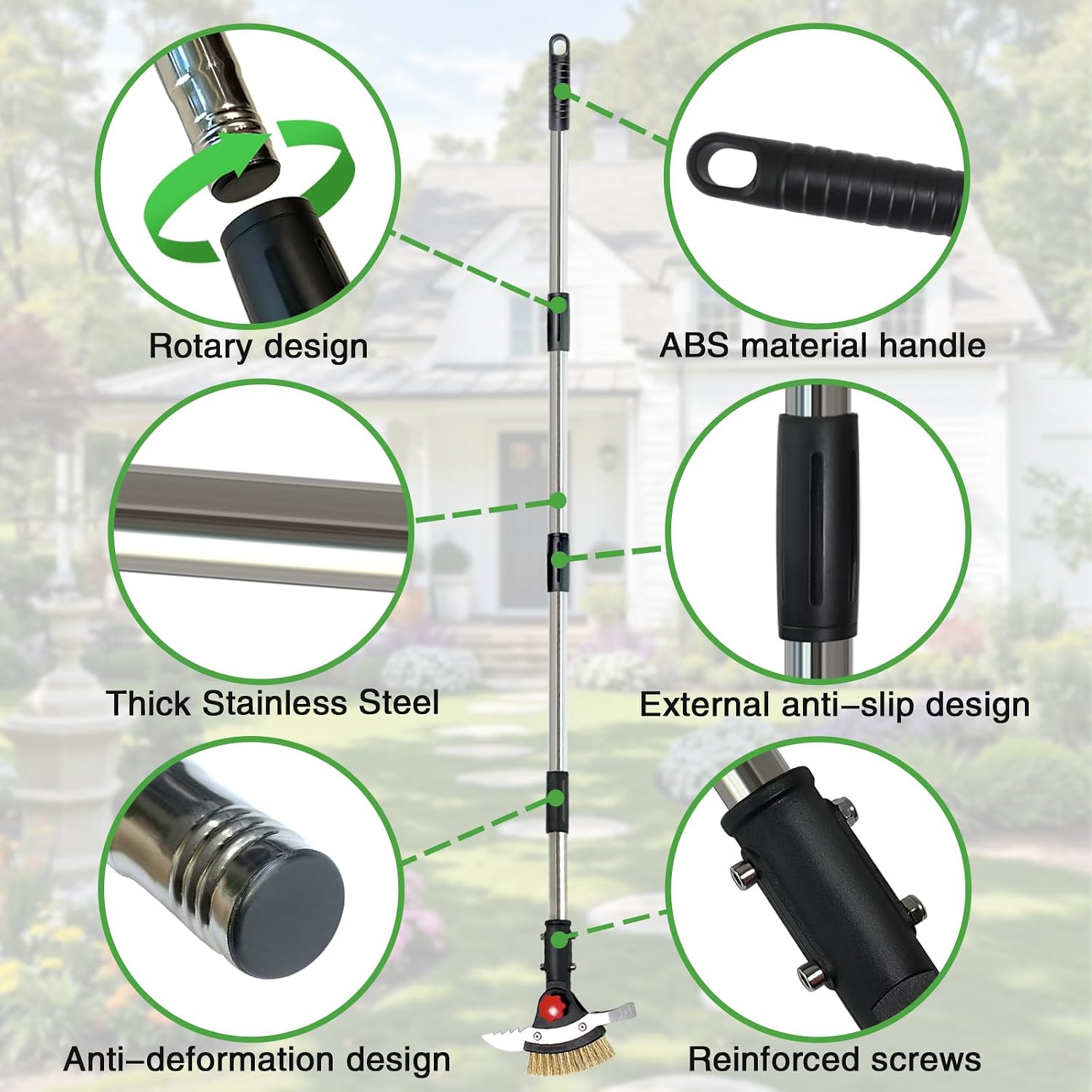 3 in 1 Crack Weeder Tool Long Handle | Heavy Duty Weed Puller, Stainless Steel Crevice Weeding Tool, Moss Scraper, For Driveway, Patio, Pavers, Sidewalk - 图片 8
