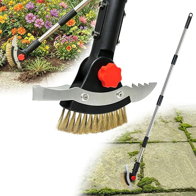 3 in 1 Crack Weeder Tool Long Handle | Heavy Duty Weed Puller, Stainless Steel Crevice Weeding Tool, Moss Scraper, For Driveway, Patio, Pavers, Sidewalk - 图片 9